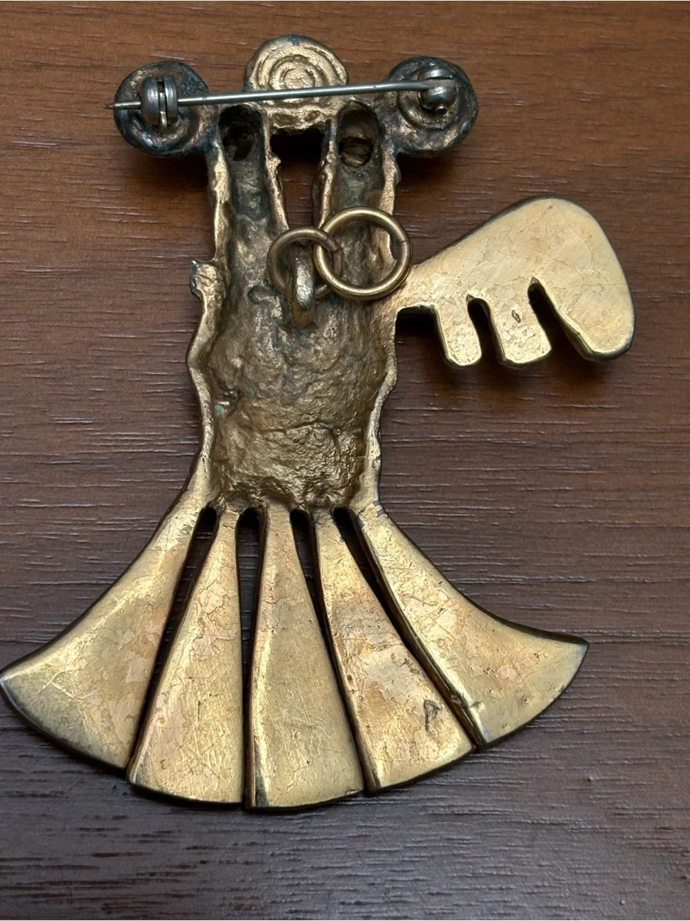 Gold Pre-Columbian Double-Headed Eagle Brooch - museum repro